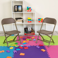 Flash Furniture 2-Y-KID-BN-GG 2 Pk. Kids Brown Plastic Folding Chair